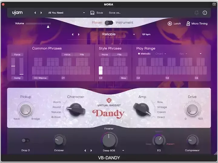 电贝司 uJAM Virtual Bassist DANDY v2.4.0 U2B macOS