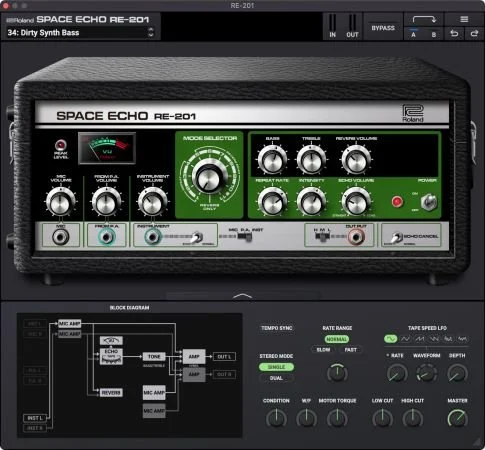 经典磁带回声效果器 Roland Cloud RE-201 Space Echo 1.0.0 MacOS