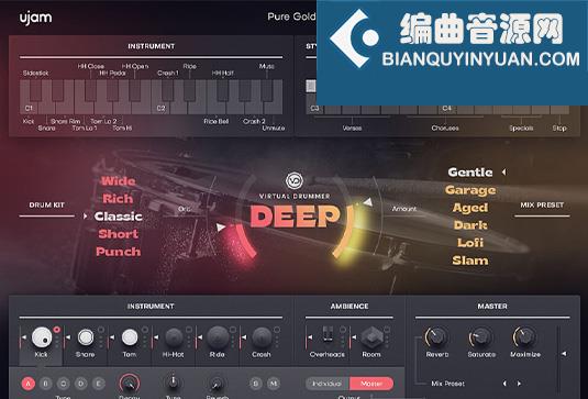 深情灵魂虚拟鼓手音源插件 UJAM Virtual Drummer DEEP v2.5.0