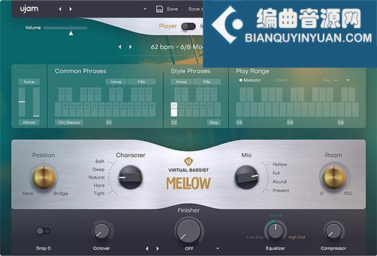 虚拟爵士原声贝斯手音源 UJAM Virtual Bassist MELLOW v2.3.0 R2R Win