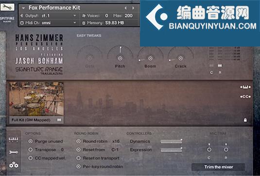 洛杉矶汉斯·季默鼓打击乐 Spitfire Audio HZ02 Hans Zimmer Percussion Los Angeles