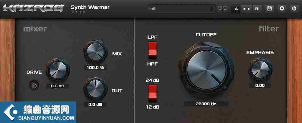 经典模拟滤波器/饱和器 – Kazrog Synth Warmer 1.1.4 WIN