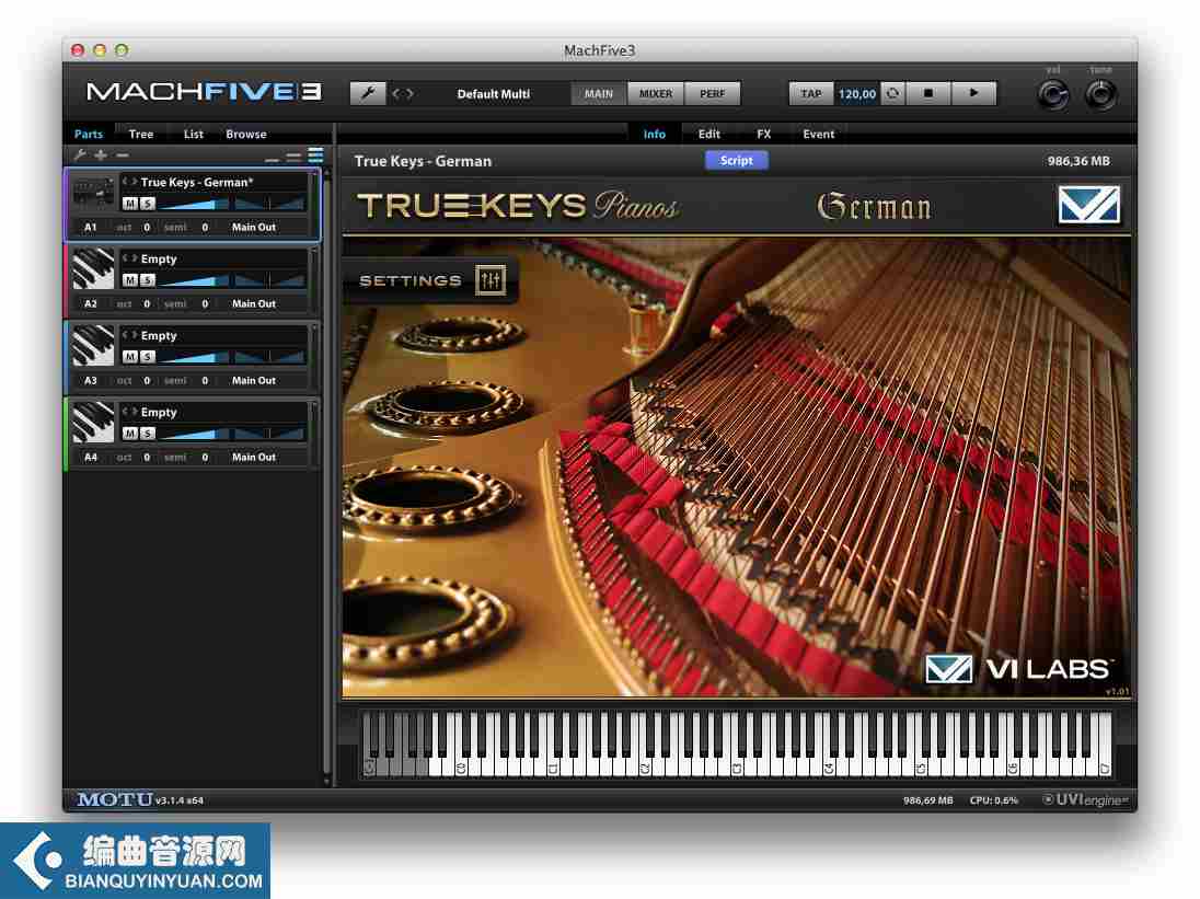 三角钢琴 – VI Labs True Keys German for Falcon