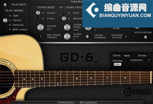 木吉他 Acoustic Samples GD-6 Acoustic Guitar for UVI Falcon（AcousticSamples GD6 GD 6）