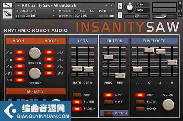 锯齿波节奏合成器 – Rhythmic Robot Audio Insanity Saw KONTAKT