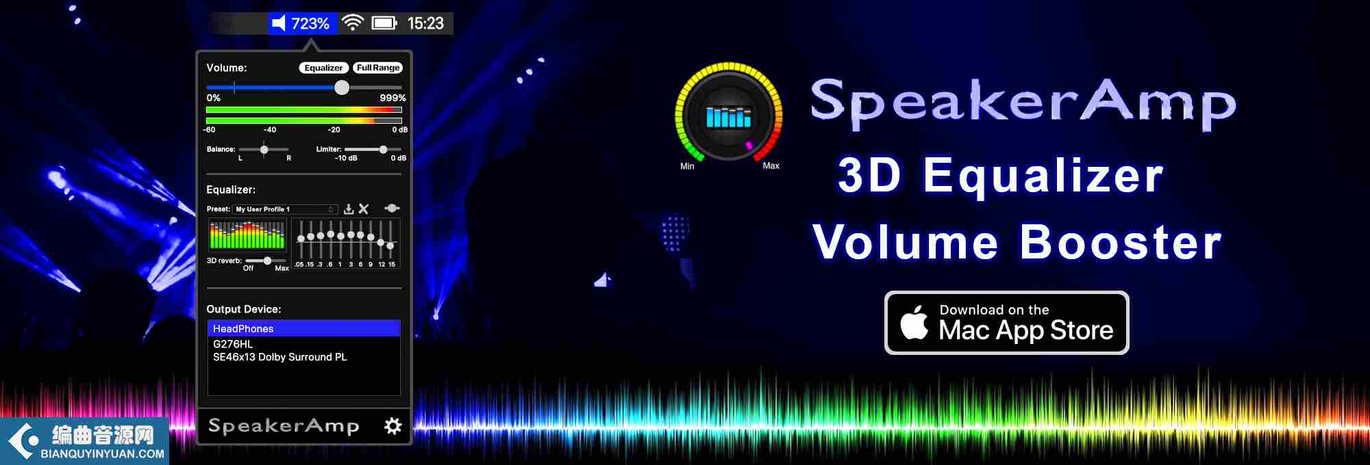 模拟3D环绕声软件 – SpeakerAmp & 3D Equalizer 2.6 Mac