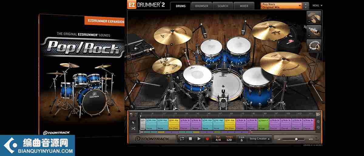EZ扩展流行摇滚鼓 – Toontrack PopRock EZX 1.5.5 SOUNDBANK