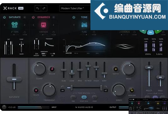 综合模拟混音插件 Nuro Audio Xrack Pro v1.0.2 （包含Xrack Comp Max Mod Xrack Pro Xrack Sat Xrack Tone Xrack Transient）