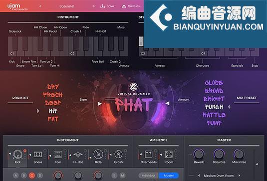 嘻哈灵魂放克鼓 UJAM Virtual Drummer Phat v2.4.1